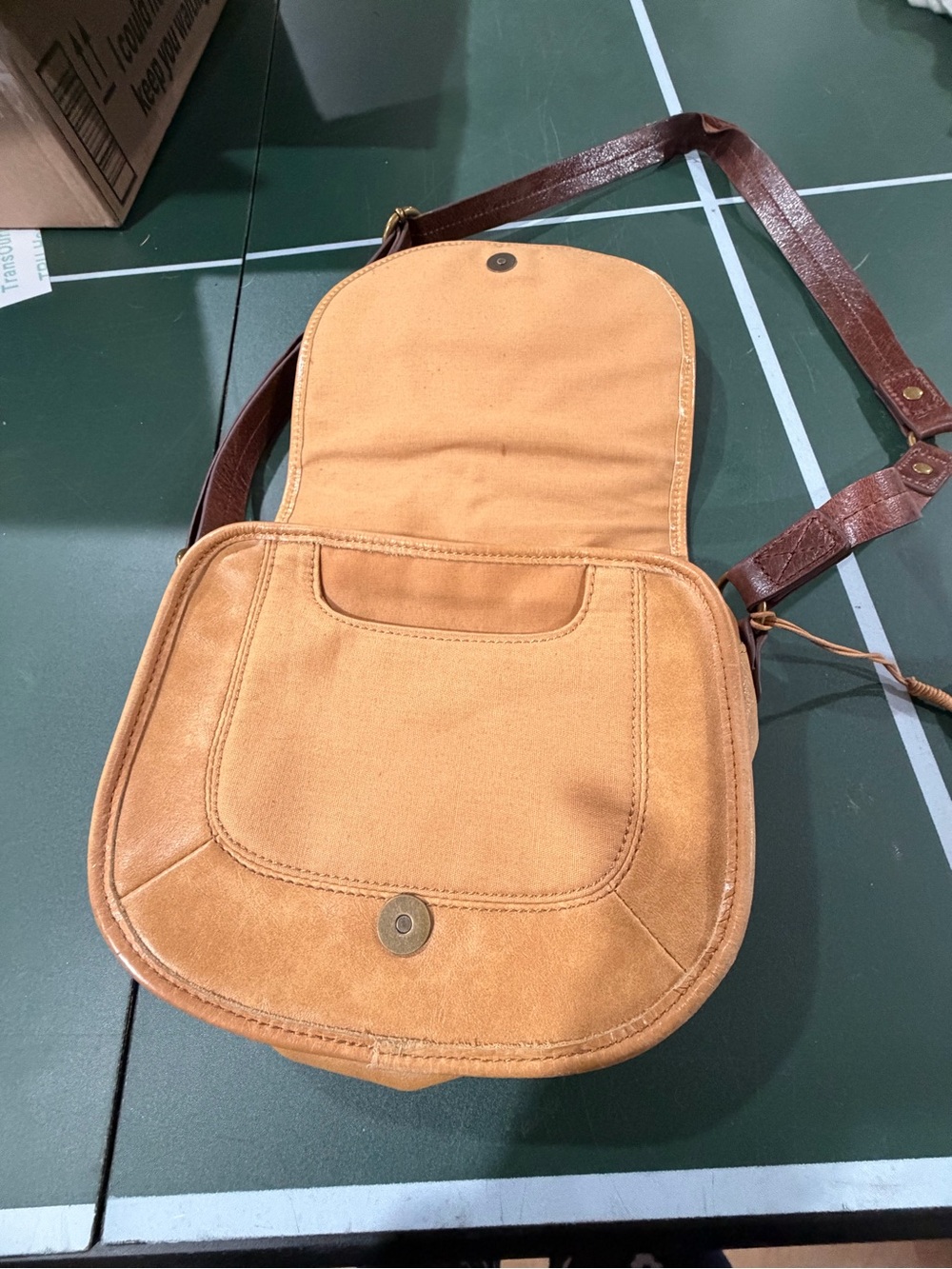 The Sak Tan and Brown Leather Crossbody Saddle Bag - Picture 2 of 3